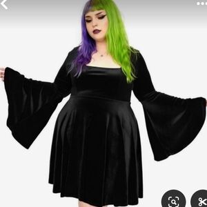 Foxblood Brand New Velvet Willow Bell Sleeve Dress - Limited Holiday Edition